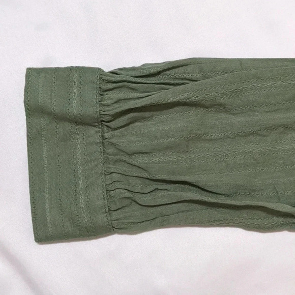 Loft Ruffle Cropped Blouse, Color Olive Green Size L - Picture 8 of 16